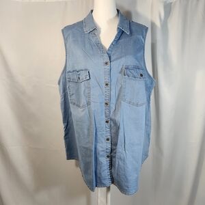 Joan Rivers Size 2X Light Blue Denim Top
